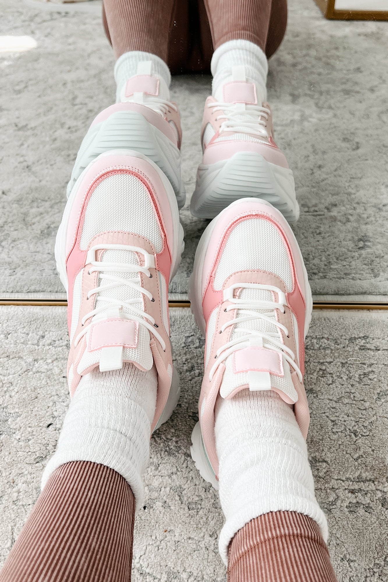 New Kicks Chunky Platform Sneakers (Pink Multi) - NanaMacs