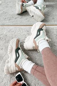 New Kicks Chunky Platform Sneakers (Khaki Multi) - NanaMacs