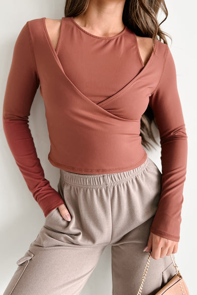 Agile Movements Double-Layered Long Sleeve Active Top (Dusty Rose) - NanaMacs