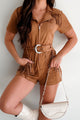 Cowboy Tales Fringe Detail Faux Suede Romper (Brown)