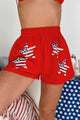 Patriotic Babe Sequin Star Shorts (Red) - NanaMacs