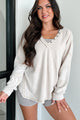 Samson Raw Edged Oversized Long Sleeve Top (Beige) - NanaMacs