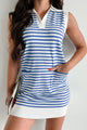 Eyes On The Horizon Striped Mini Dress (Blue) - NanaMacs