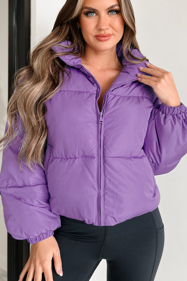 Changing Climate Detachable Sleeve Puffer Jacket (Purple) - NanaMacs