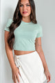 Taking A Break Solid Cropped T-Shirt (Sage) - NanaMacs