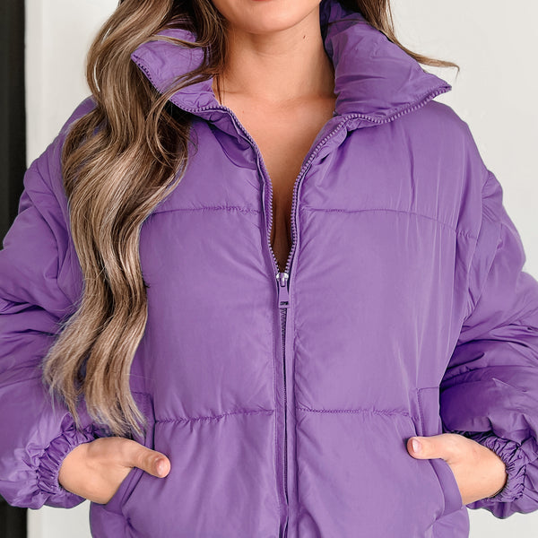 Changing Climate Detachable Sleeve Puffer Jacket (Purple) · NanaMacs