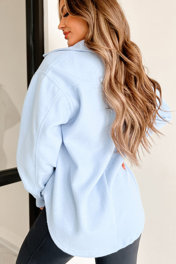 Asking For A Friend Fleece Shacket (Blue) - NanaMacs