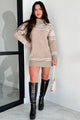 Wintry Darling Turtleneck Sweater Dress (Taupe/Ivory) - NanaMacs