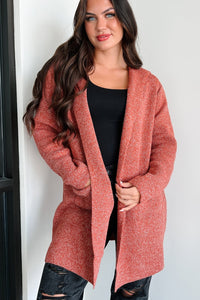 Cue The Cuddles Zenana Hooded Cardigan (Heather Rust) - NanaMacs