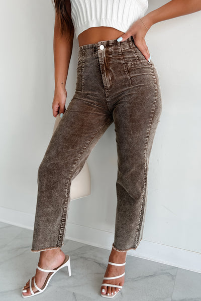 Bellatrix Mineral Wash Corduroy Pants (Brown) - NanaMacs