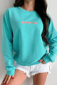 Suitably Sunkissed Embroidered Sweatshirt (Teal) - NanaMacs