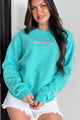 Suitably Sunkissed Embroidered Sweatshirt (Teal) - NanaMacs