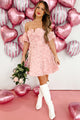 World Turned Sweet Floral Textured Mini Dress (Pink) - NanaMacs