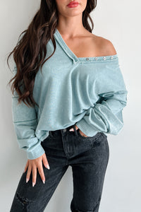 Samson Raw Edged Oversized Long Sleeve Top (Sage) - NanaMacs