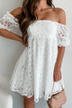 Simply Fetching Lace Mini Dress (White Floral) - NanaMacs