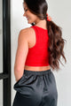 "Woof." Square Neck Crop Top (Red) - NanaMacs