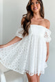 Simply Fetching Lace Mini Dress (White Floral) - NanaMacs