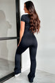 Going About My Business Flare Leg Jumpsuit (Black) - NanaMacs