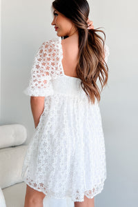 Simply Fetching Lace Mini Dress (White Floral) - NanaMacs