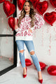 Crazy About Love Retro Hearts Mohair Sweater (Ivory/Pink) - NanaMacs