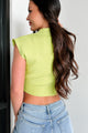 And So It Goes Collared Crop Top (Lime) - NanaMacs