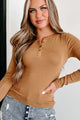 Cool Weather Crowd Long Sleeve Henley Top (Pale Brown) - NanaMacs