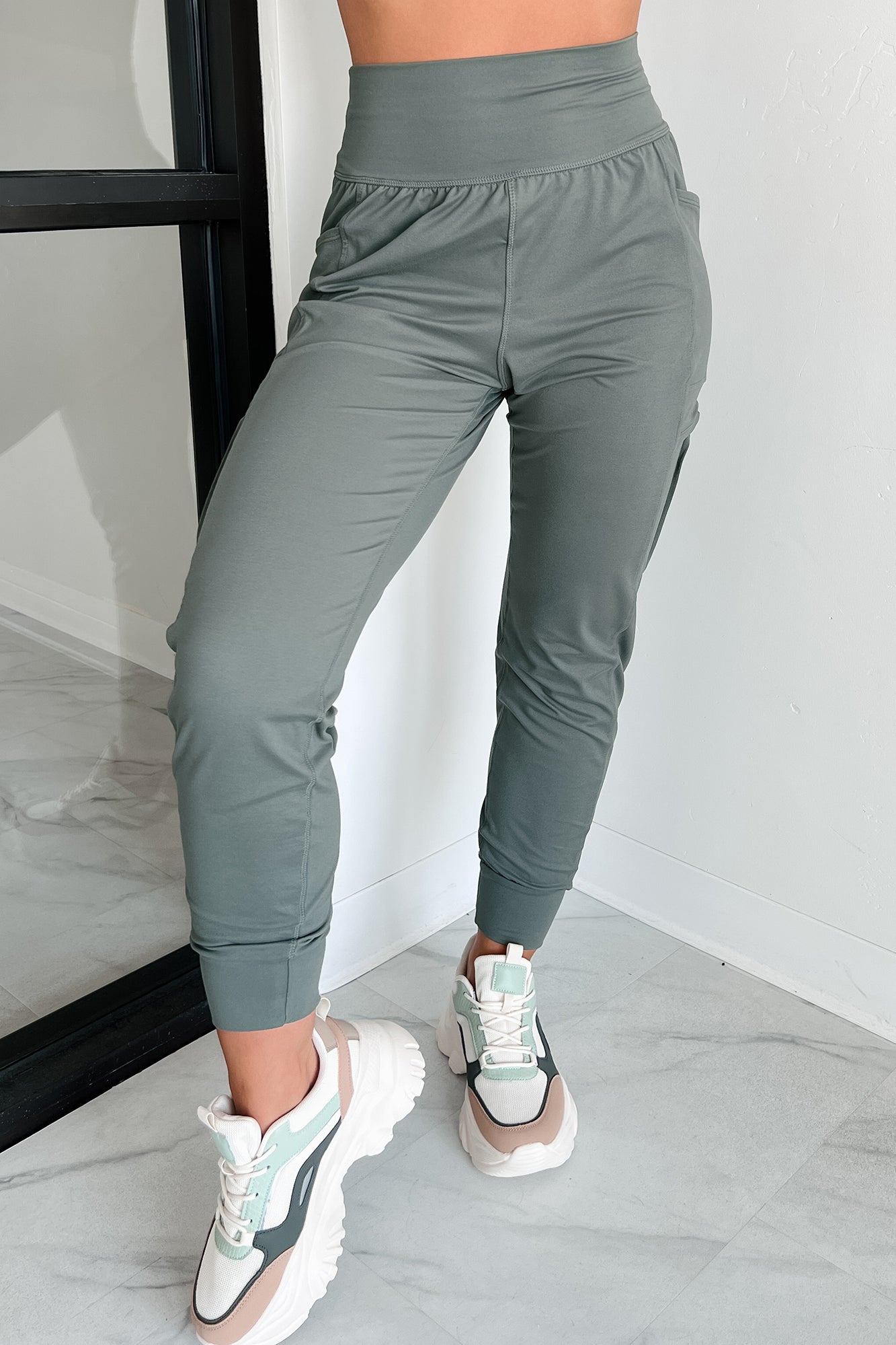 Bestie For The Restie Butter Soft Side Pocket Joggers (Sage) - NanaMacs