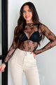 Living For The Likes Lace Long Sleeve Top (Black) - NanaMacs