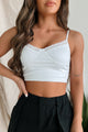Dedicated To The Truth Lace Trim Cami Crop Top (White) - NanaMacs