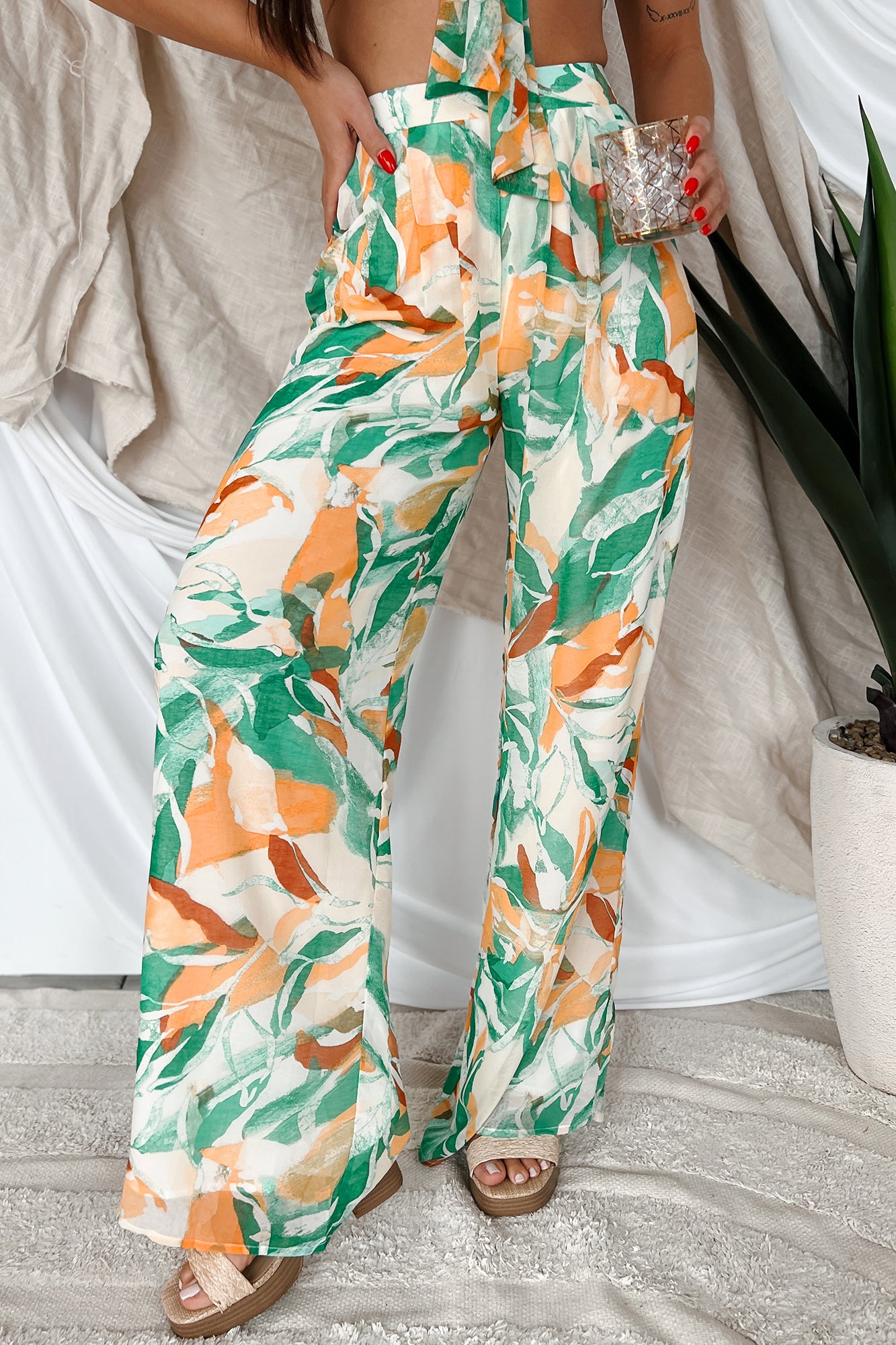 Queen Of The Tropics Printed Two-Piece Set (Green) - NanaMacs