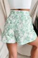Emmy High Waist Floral Eyelet Lace Shorts (Mint/White) - NanaMacs
