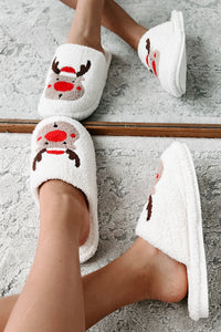 Hey Rudolph Fuzzy Reindeer Slippers (White/Reindeer) - NanaMacs