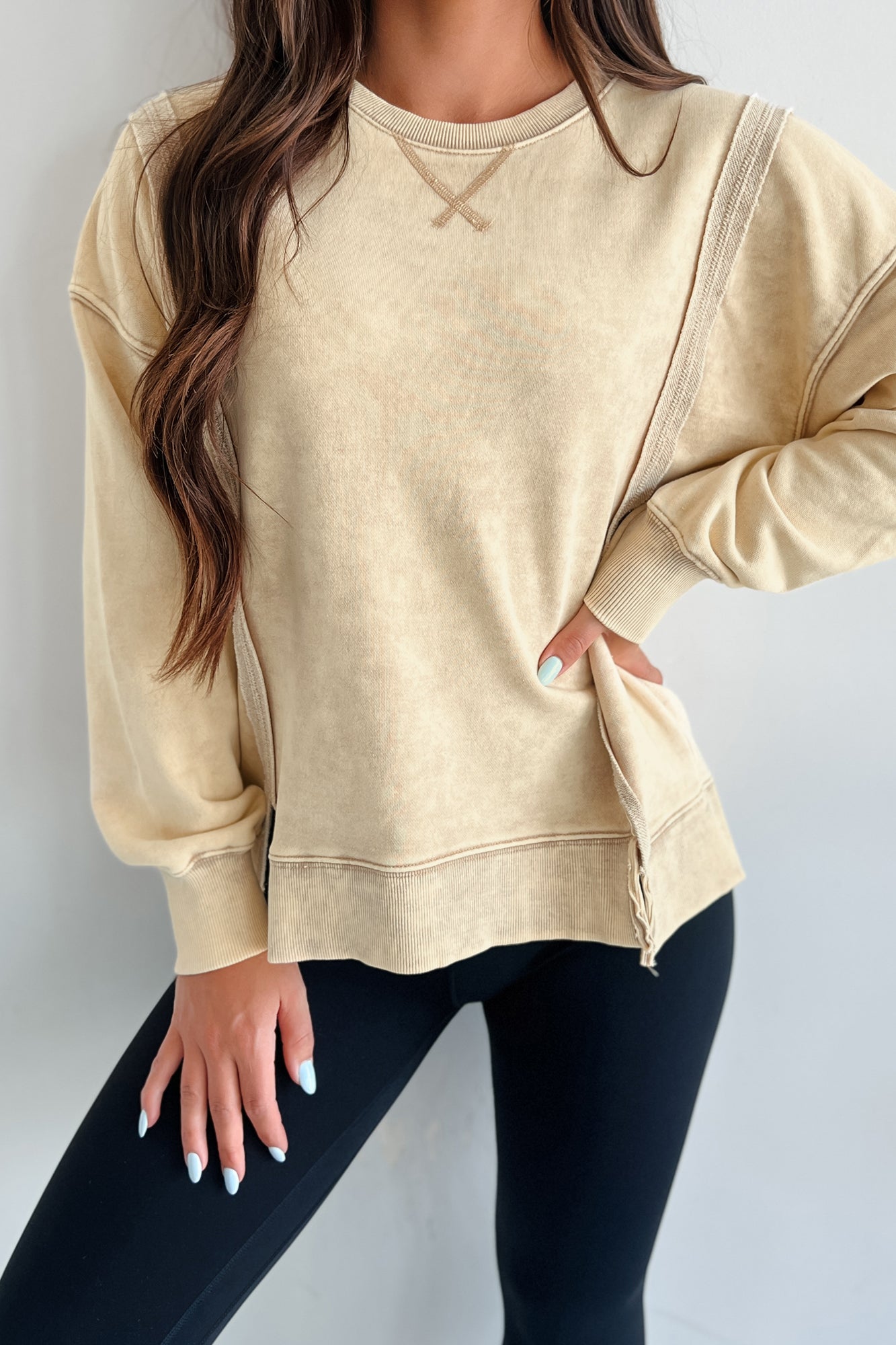 Nyx Mineral Wash Sweatshirt (Beige) - NanaMacs