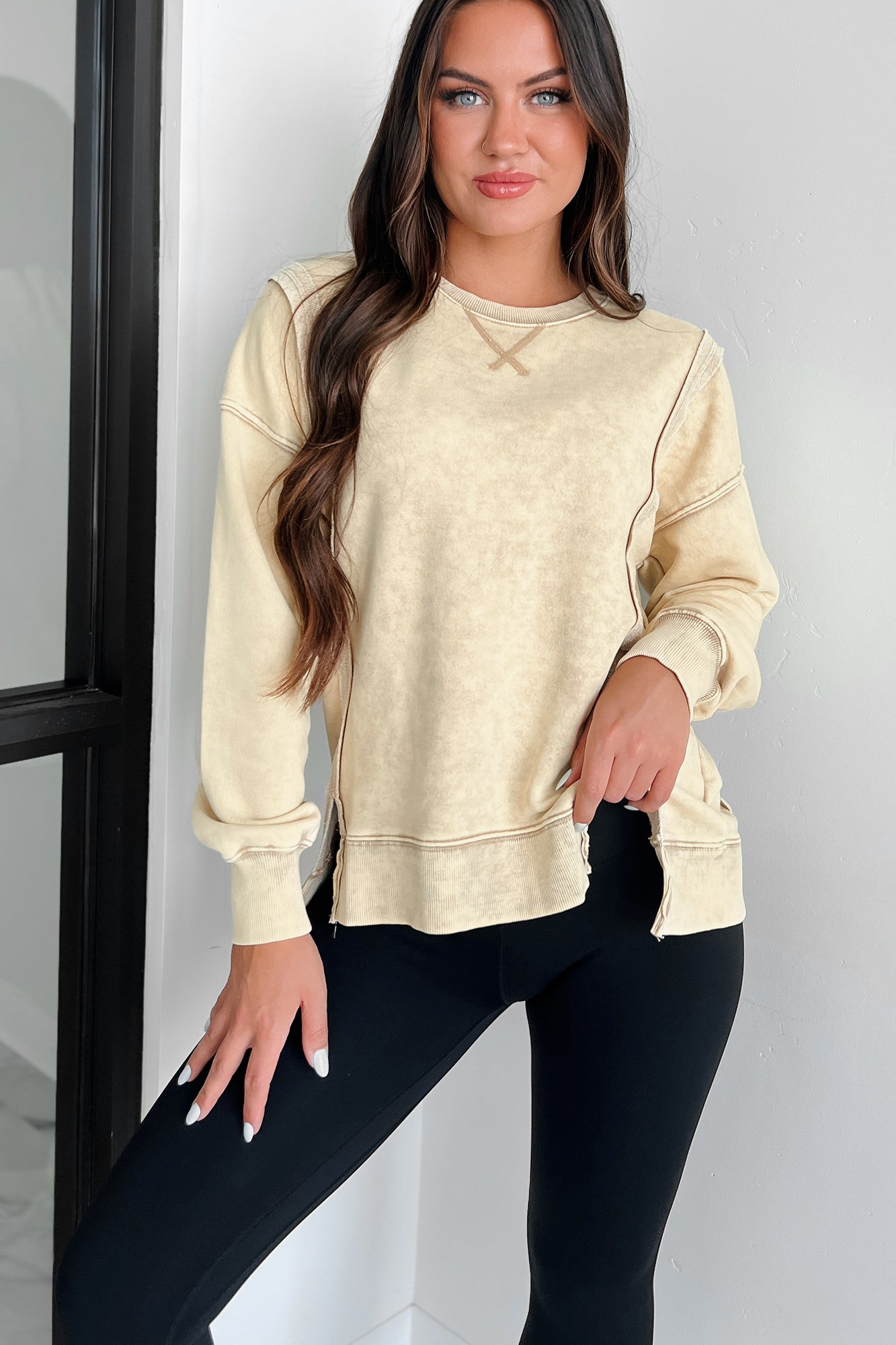 Nyx Mineral Wash Sweatshirt (Beige) - NanaMacs