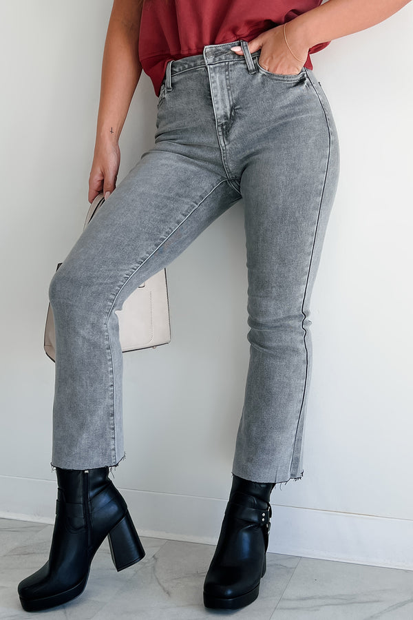 Tracie High Rise Crop Flare Cello Jeans (Grey) - NanaMacs