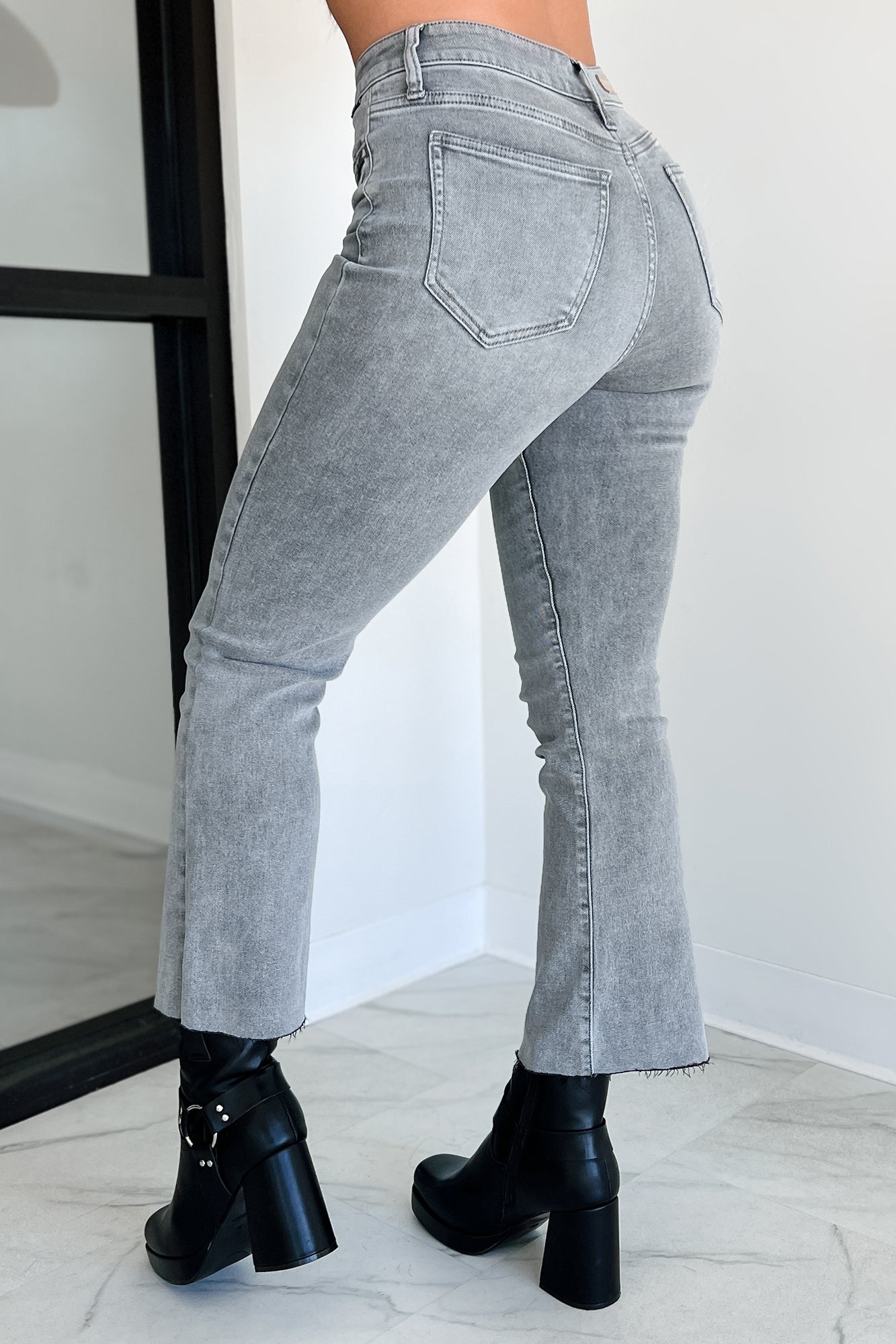 Tracie High Rise Crop Flare Cello Jeans (Grey)