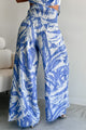 Iconic Option Printed Smocked Wide Leg Pants (Blue) - NanaMacs