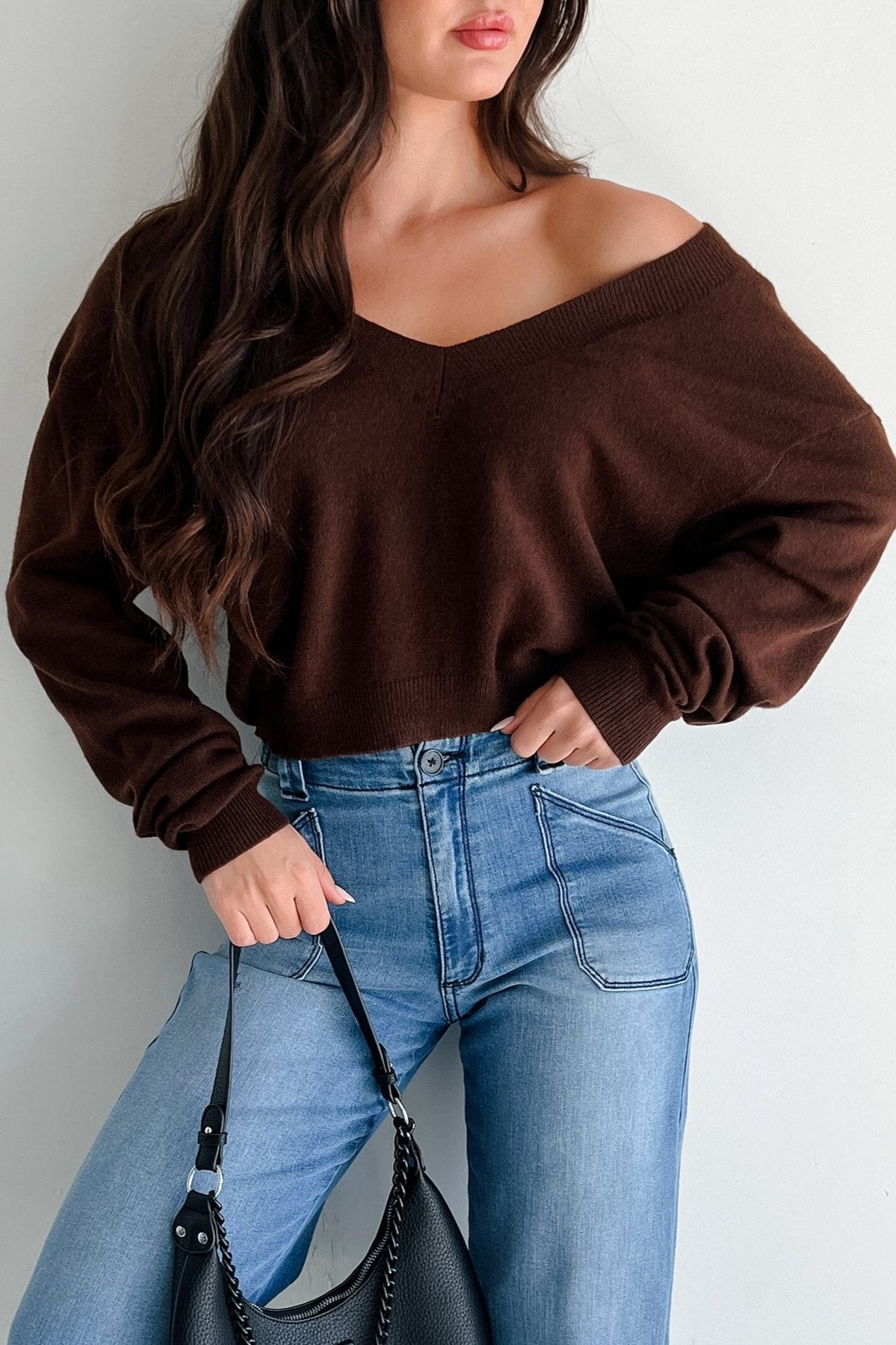 My Main Priority Cashmere Blend V-Neck Sweater (Brown) - NanaMacs