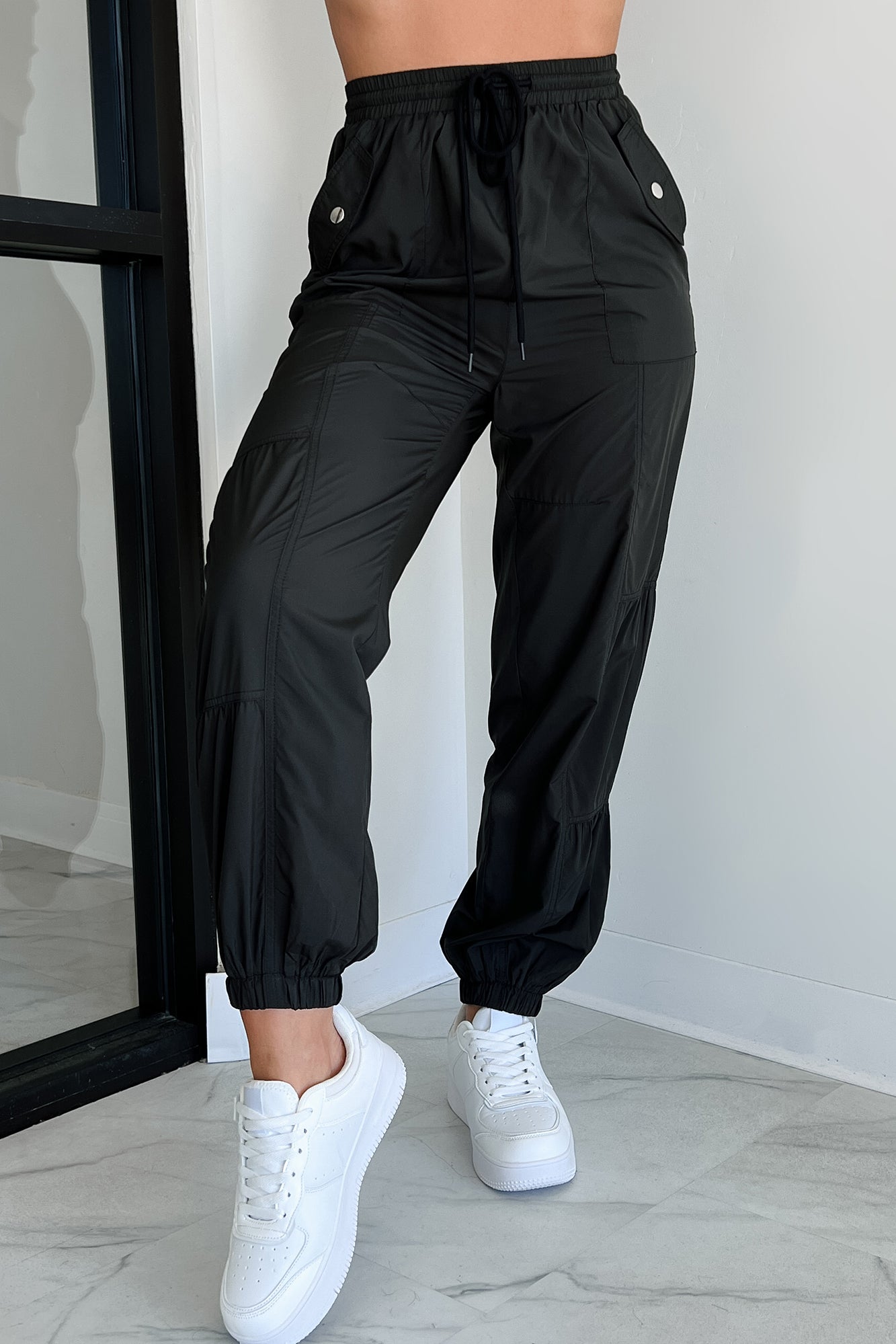 Breaking Barriers Drawstring Waist Joggers (Black)