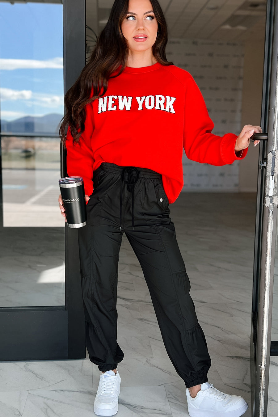 The City That Never Sleeps "New York" Raglan Sweatshirt (Red)