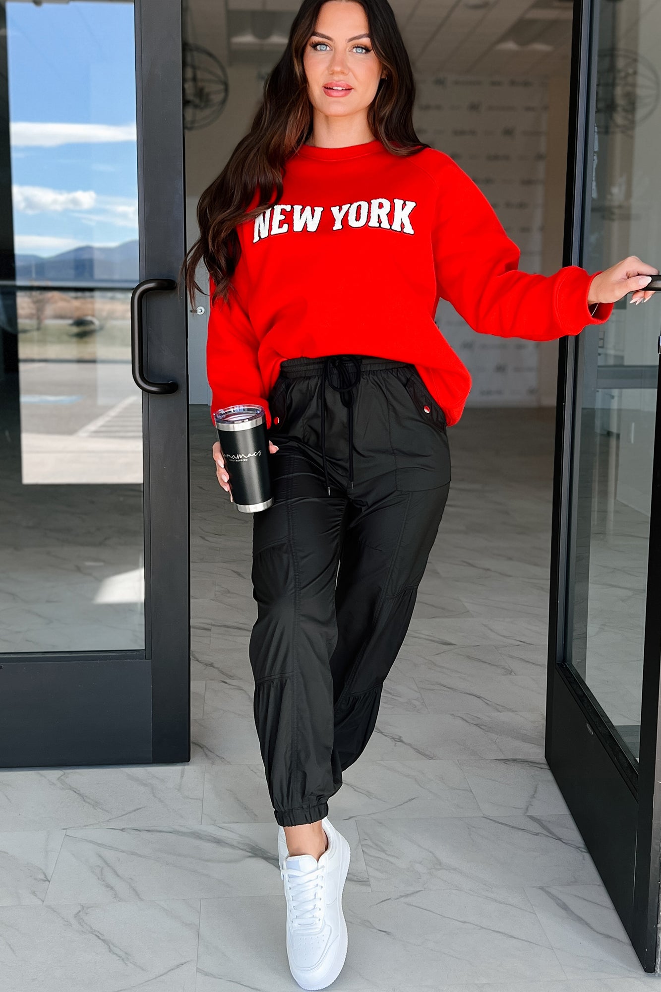 The City That Never Sleeps "New York" Raglan Sweatshirt (Red)