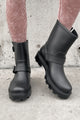 Dancing In The Rain Buckle Strap Rain Boots (Black) - NanaMacs