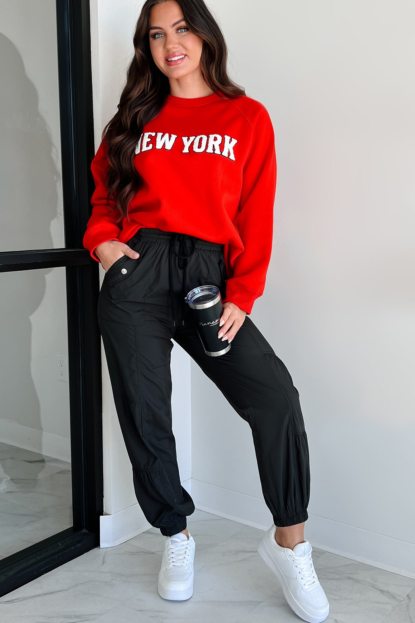 The City That Never Sleeps "New York" Raglan Sweatshirt (Red)