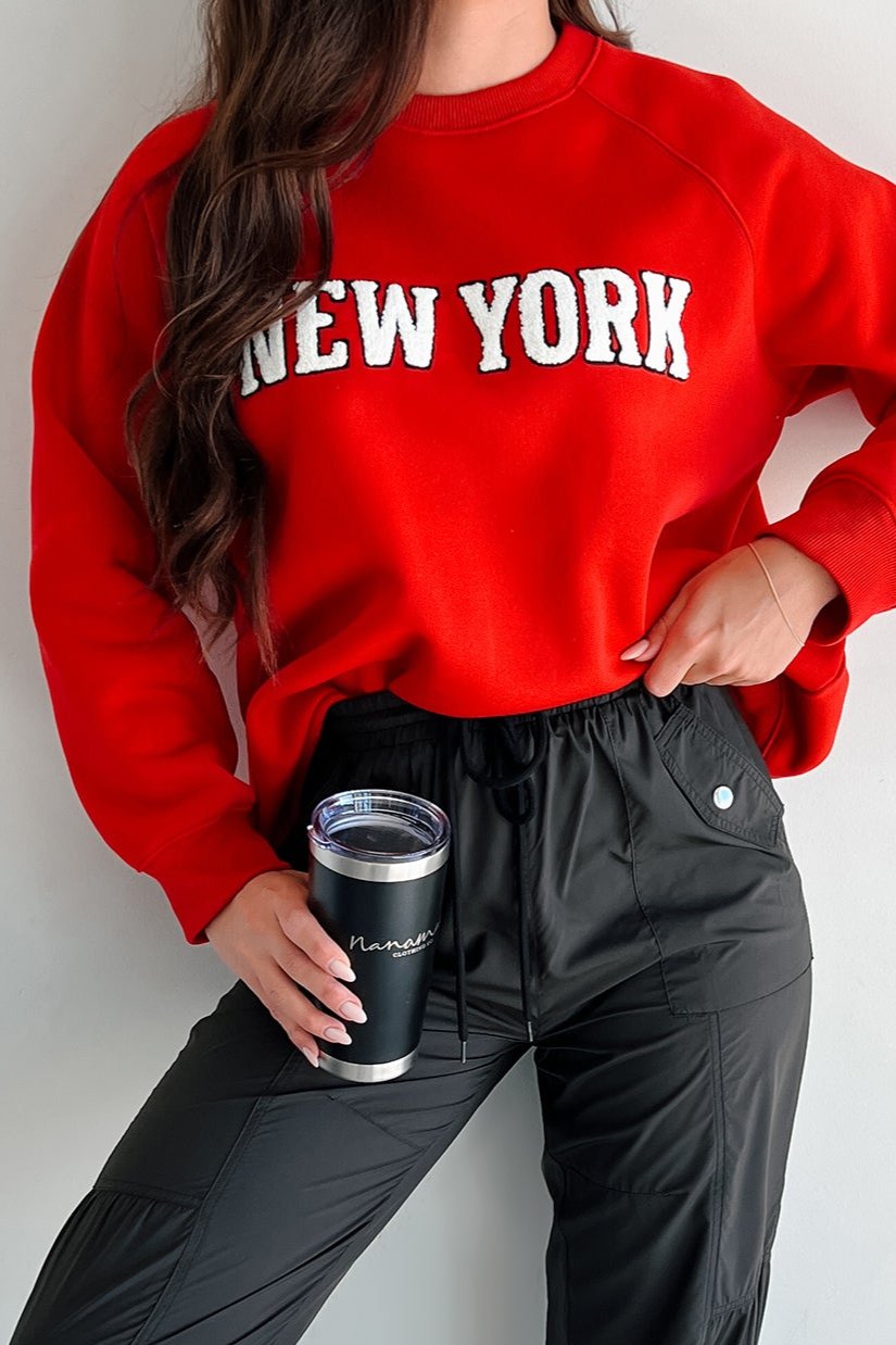 The City That Never Sleeps "New York" Raglan Sweatshirt (Red)