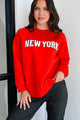 The City That Never Sleeps "New York" Raglan Sweatshirt (Red) - NanaMacs