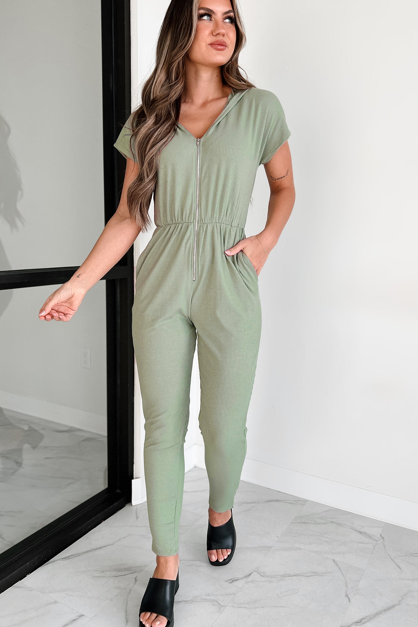 Waiting For True Love Ribbed Jumpsuit (Pink Carnation)