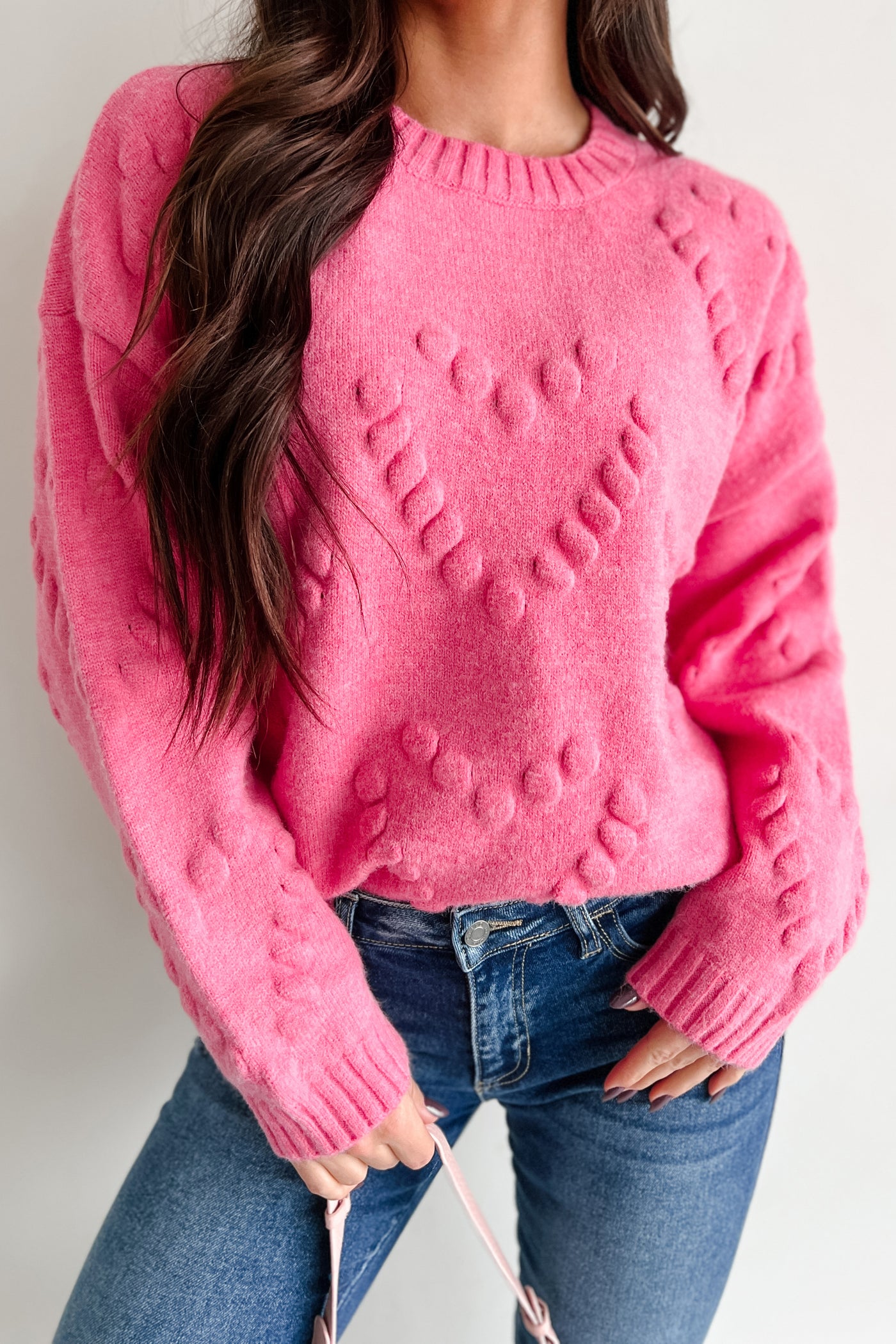 Heart Belongs To You Bubble Heart Sweater (Bubble Gum Pink) - NanaMacs