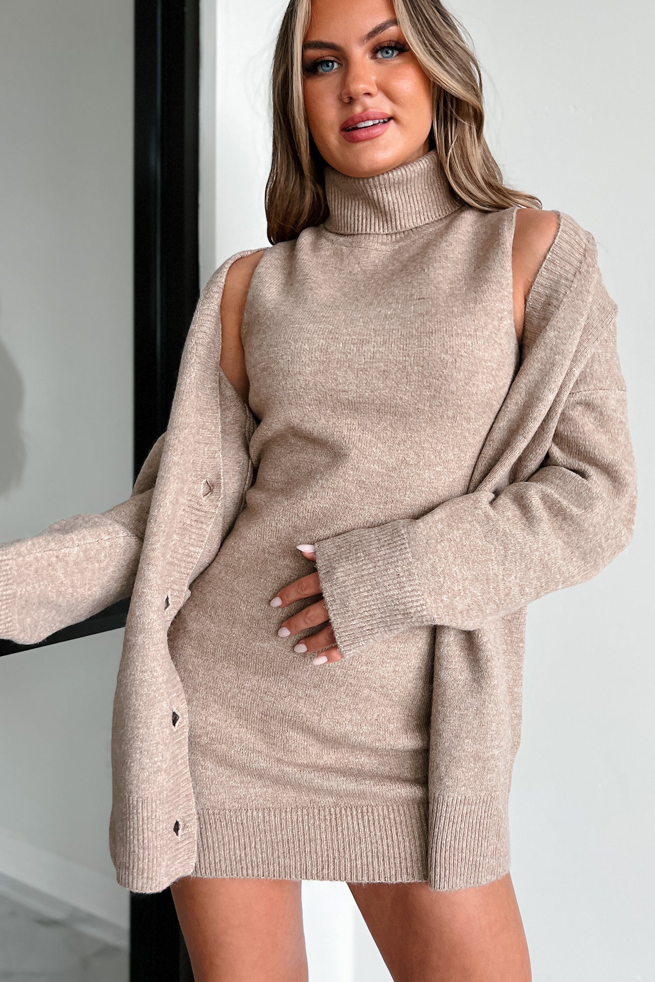 Mocha colored 2025 turtleneck dress