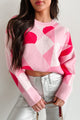 No Valentine Needed Heart Pattern Oversized Sweater (Pink/Red) - NanaMacs