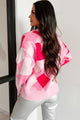 No Valentine Needed Heart Pattern Oversized Sweater (Pink/Red) - NanaMacs